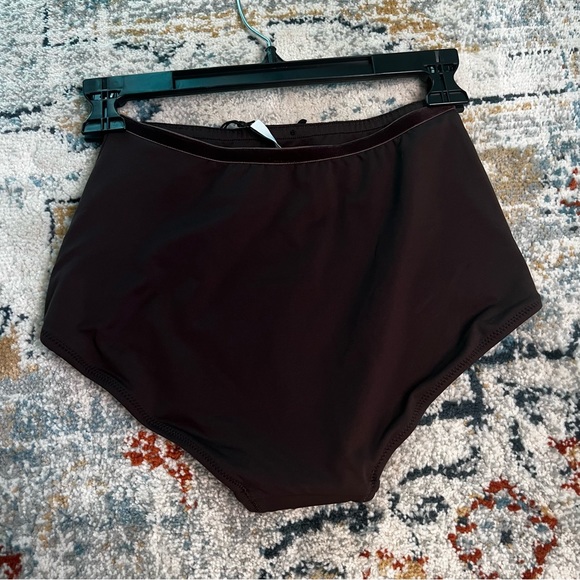 NWT🔖Solid & Striped Bikini Bottom Bowtie Velvet Brown High-rise Brigitte - Picture 2 of 8